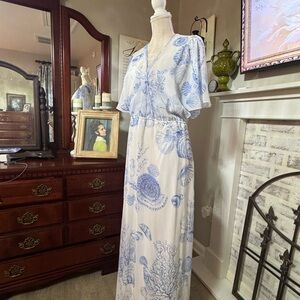 Blue and White Maxi Dress